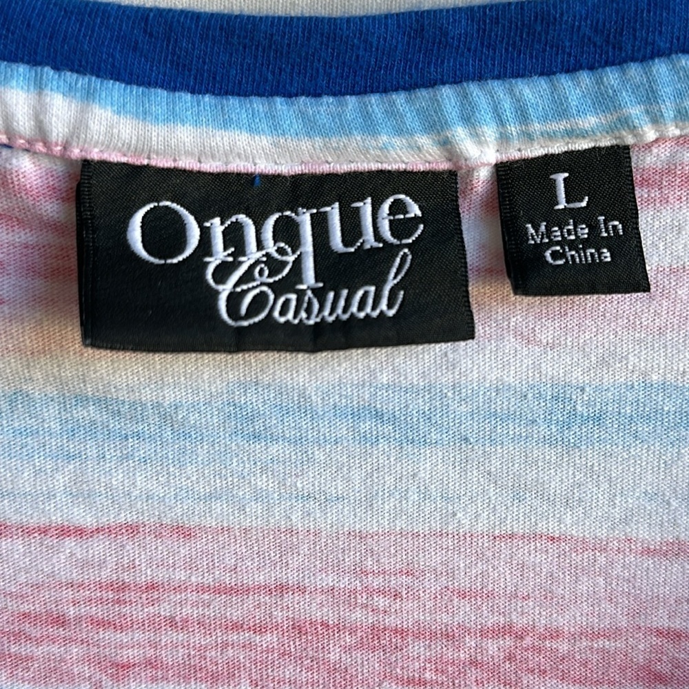 Onque Casual modern striped top with sequins, size L - Picture 5 of 8